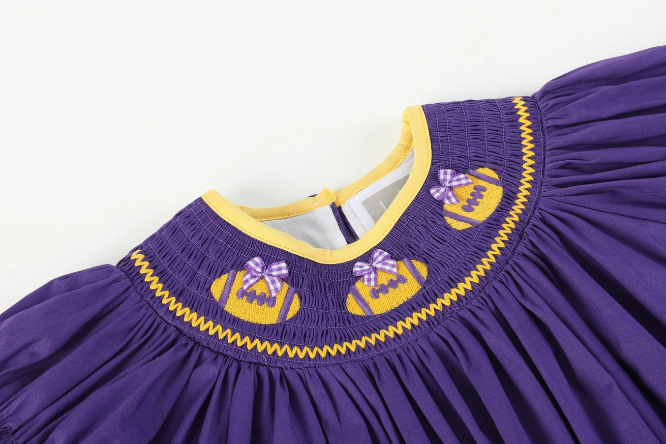 ***PRE-ORDER*** Purple & Gold Smocked Dress