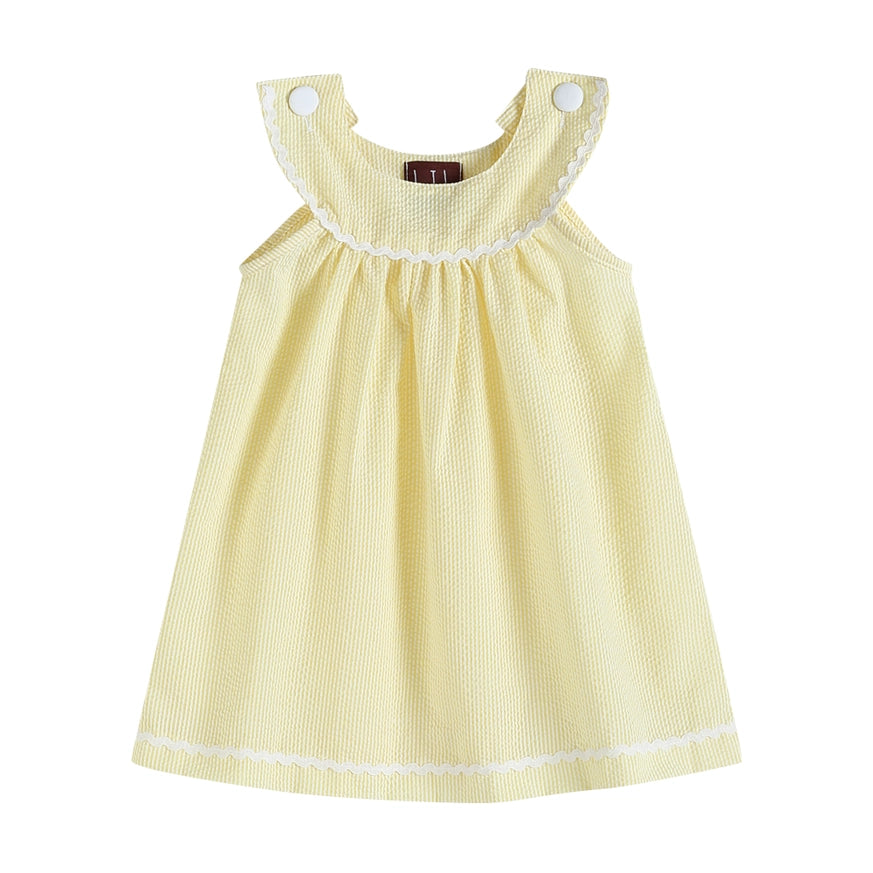 Pastel Yellow Seersucker Baby Yoke Dress