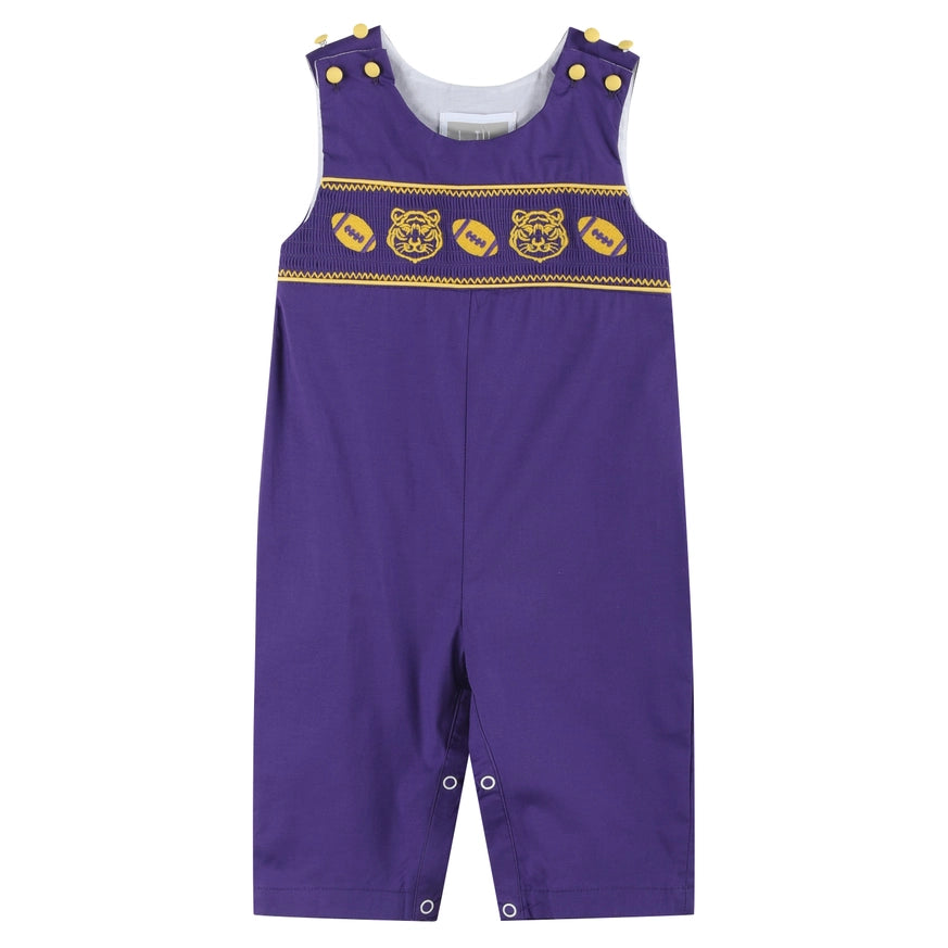 ***PRE-ORDER*** Purple & Gold Smocked Overalls