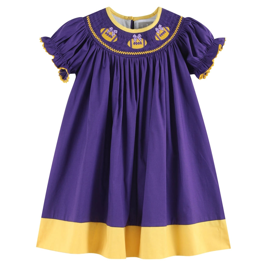 ***PRE-ORDER*** Purple & Gold Smocked Dress