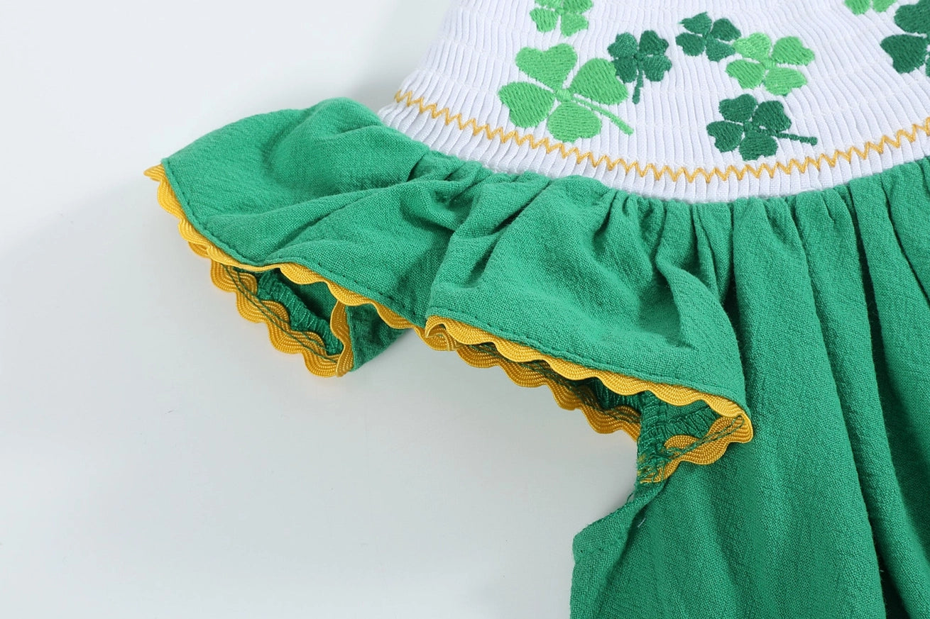 St. Patrick's Day Clover Leaf Smocked Dress