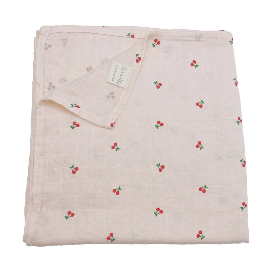 Muslin Swaddle Blanket (Cherry)