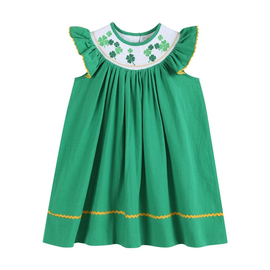 St. Patrick's Day Clover Leaf Smocked Dress