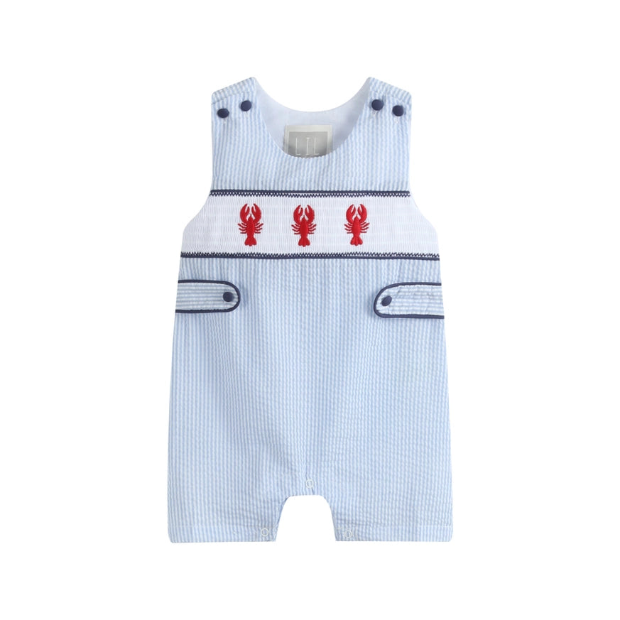 Blue Stripe Crawfish Smocked Shortalls